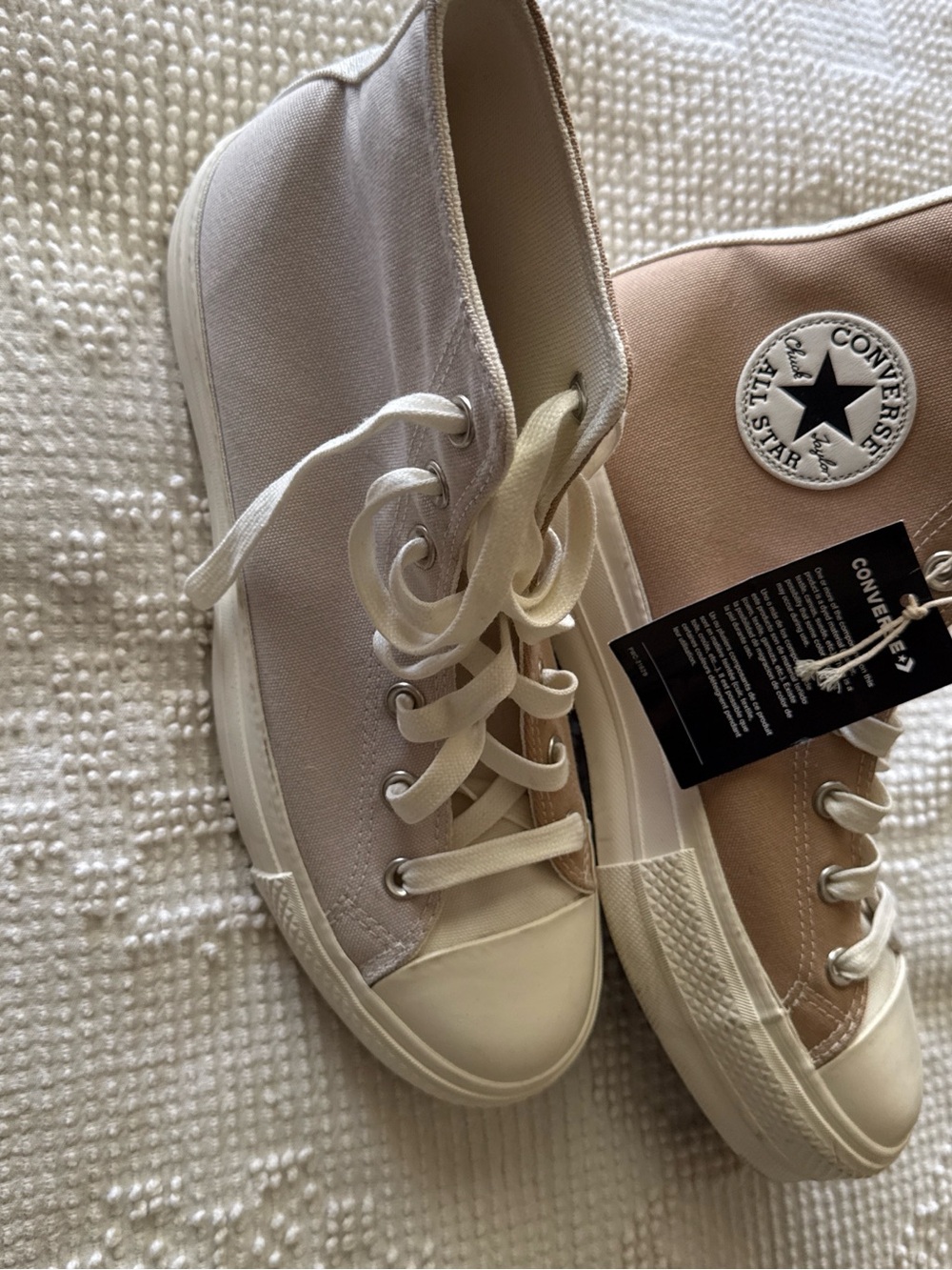 Converse High Top Sneakers two tone tan and beige size 10 - Picture 5 of 7